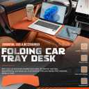 Leather Tray Table Folding Car Table Compatible with Tesla Model 3 Y – Multi-Use Dining Tray & Laptop Stand, Fits Front Driver & Passenger Seats,Orange