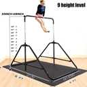 MARFULA Foldable Gymnastic Bar for Kids Ages 3-12, 9 Height Levels, 200 lbs Weight Capacity, 5 Ft Length Gymnastic Kip Bar with Mat, Gymnastic Equipment for Home and Gym Center Indoor Outdoor Use