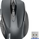 TECKNET Wireless Mouse, 2.4G Ergonomic Optical Mouse, Computer Mouse for Laptop, PC, Computer, Chromebook, Notebook, 6 Buttons, 24 Months Battery Life, 2600 DPI, 5 Adjustment Levels (Grey)