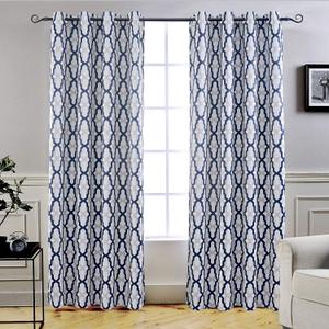 DriftAway Mason Thermal Blackout Grommet Window Curtains Geometric Trellis Pattern 2 Panels Each 52 Inch by 96 Inch Navy