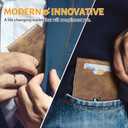 GSOIAX Men's Slim RFID Blocking Leather Wallet with Money Clip Minimalist Carbon Fiber Bifold Credit Card Holder 11 Card Slots Gift Box Included(Leather Brown)