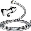 Shower Hose & Holder for Handhelds, 79" Extra Long Shower Hose, Built-in Explosion-Proof Braided Mesh Anti-leakage, 304 Stainless Steel Chrome Plated, with Shower Head Holder (chrome)