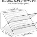 Youeon Foldable Dish Drying Rack with Drip Tray, Stainless Steel 2 Tier Dish Drainer Rack, Collapsible Dish Drainer, Folding Dish Rack for Kitchen Sink, Countertop, Cutlery, Plates, Dishes, 16.5"L x 12.2"W x 9"H