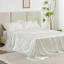 Love's cabin Satin King Sheet Sets - 4 Piece Ivory Silky Sheets King Size Bed Set with Deep Pocket, Luxury Silk Feel King Size Satin Sheet Set (1 Flat Sheet,1 Fitted Sheet,2 Pillow Cases)