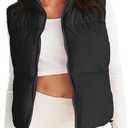 MEROKEETY Puffer Vest Women 2026 Fall Winter Sleeveless Jackets Lightweight Warm Stand Collar Quilted Zip Up Coat, Medium