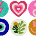 Mefatus Punch Needle Kit for Beginners Adults Kids Easy Punch Needle Embroidery Kit Tool Threader Fabric Hoop Yarn Rug Tufting Coaster Art and Crafts (#1 pink)