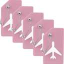 5 Pack Silicone Luggage Tag for Suitcases with Stainless Loop, TSA Approved, Privacy Protection Travel Essentials Bag Tags by Gostwo, Pink Champagne