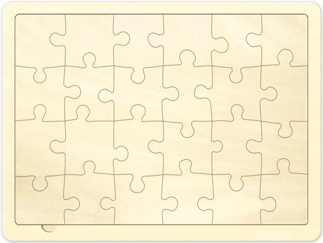 Blank Puzzle with 24 Pieces, Each Piece is Unique, Blank Wooden Jigsaw Puzzles with Tray for Crafts & DIY, Make Your Own Puzzle 11.7x8.8 Inches 1 Pack