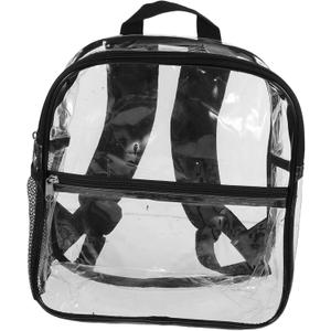 FRCOLOR Casual Transparent Backpack for Women Lightweight Travel Pouch Roomy Storage Bag for Phone Purse and Daily Essentials Stylish Jelly Design Black