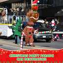 Lenwen 4ft Christmas Inflatable Duck Outdoor Decoration, Blow up Rubber Duck with Giant Candy Cane Inflatable Pool Float Golf Cart Decor for Xmas Holiday Yard Lawn Party Favor