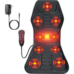 Back Massager Chair Pad with Heat, Massage Seat Cushion, Multifunctional Back Massager Fatigue Stress Relief with Massage Vibration Timer for Men Women Home Office Car Use (47"x17")