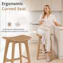 LUE BONA Bar Stools Set of 3, 24" Elm Wood, for Kitchen Island, Natural