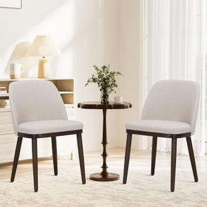 COLAMY Upholstered Dining Chairs Set of 2, Modern Kitchen Chairs with Back, Leather Side Dining Room Chairs with Wood Legs for Kitchen Dining Room Restaurant,Beige