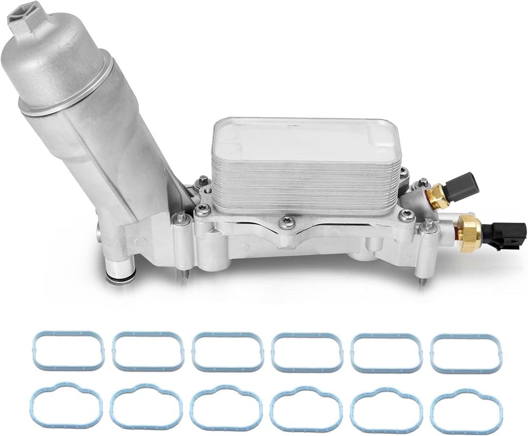 Upgrade Full Aluminum Engine Oil Filter Housing Oil Cooler Kit with Gaskets & Sensors Compatible with 2017-2018 Chrysler 200/300 Dodge Charger Avenger Journey Wrangler Ram Promaster 3.2 3.6 V6