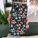 for iPhone 14 Case Flower Creativity Pattern Design Soft Silicone Slim Shockproof Phone Cover for iPhone 14, 6.1 inch-Leaf Black