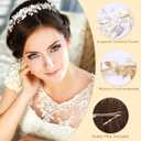 Oriamour Gold Bridal Headbands Wedding Headpieces With Ceramic Flowers Wide Pearl Wedding Hair Accessories For Women And Girls