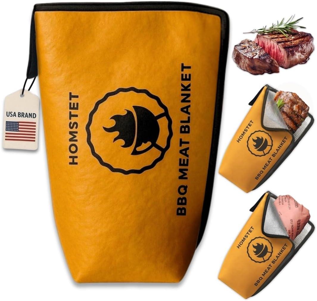 BBQ Blanket for Resting Meat – BBQ Brisket Blanket | Leak-Proof 21in 5-Layer Insulation, Reusable BBQ Meat Bag | Gift for Men