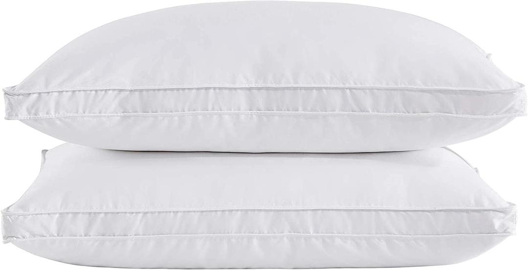 puredown Goose Feather Down Pillows, Soft Gusseted Bed Pillows for Sleeping with 100% Cotton Shell, Set of 2, King Size