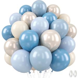 2 x 50 Pcs Dusty Blue Balloon, 12 Inches Pearl Sand White Light Blue Balloons, Apricot Latex Balloons for Kids Boys Birthday Party Wedding Baby Shower Gender Reveal Wedding Decorations