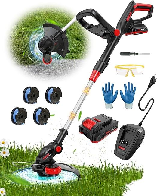 Humlest Weed Wacker Battery Powered Weed Eater with Fast Charge, 2-in-1 Lawn Edger 13" Cordless String Trimmer, 400W Grass Trimmer with Auto Line Feed, 2.5Ah Electric Weedeater 20V Weed Trimmer