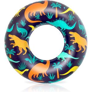 Playtek 33 inch Pool Ring, Dino Playful Printed Pool Ring, Durable Floats Tubes for Swimming on Beach, Pool, Water Sports for Adults and Kids, Large