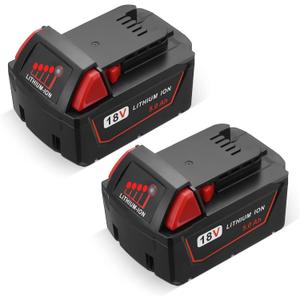 2 Packs 5000 mAh M18 Battery Compatible with Milwaukee 18V Battery for M18 M18B XC 48-11-1850 48-11-1815 48-11-1820 48-11-1852 48-11-1828 48-11-1822 48-11-1811 48-11-1840 Cordless Tool