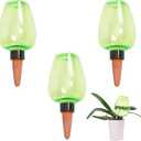 3pcs Plant Self Watering Globes, Plastic Water Bulbs Top Fill, 12.3 oz Plant Watering Devices System Slow Release Terracotta, Water Spikes Stakes for Indoor (Green-3pack)