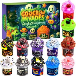 Funewest Slime Advent Calendar for Teen Girls, 24 Days Christmas Countdown with Cute Slime Kit, Xmas Stocking Stuffer Holiday Gifts for Kids Boys Toddlers