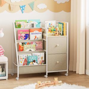 Modanais Book Shelf for Kids Rooms, Toddler Bookshelf Baby Bookcase with Kids Storage for Nursery, Bedroom, Playroom, Easy Assembly (Off White)