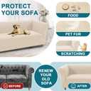 Turquoize Stretch Chesterfield Sofa Covers for Living Room Soft Sofa Couch Covers for 3 Cushion Couch Non-Slip Sofa Slipcover for Dogs Furniture Protector Feature Jacquard Fabric(Sofa, Biscotti Beige)