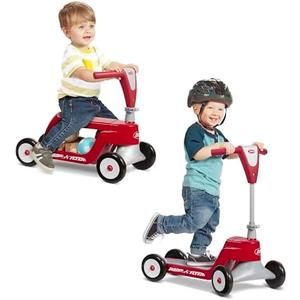 Toddler Scooter or Ride On Baby Toys, Radio Flyer Scoot 2 Scooter, for Ages 1-4, Red Ride On Toys