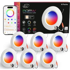 Retrofit LED Recessed Lighting 5/6 Inch, Color Changing, 13W Bluetooth APP Control, Color Temperature Tunable 2700K-6000K, ETL (6 Pack)