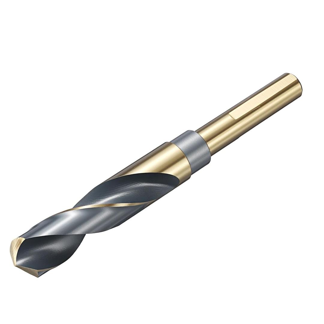Uxcell 23/32" Drill Bit 1/2" Reduced 3-Flat Shank 4241 High-Speed Steel Bits Black and Gold Finish 118Drill for Light-Duty Machining Acrylic Plastic Wood Soft Metal