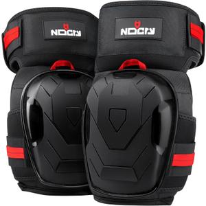 NoCry Professional Gel Knee Pads for Work Heavy Duty Anti-Slip Cap, Extra Dual-Layer Foam and Cushion, Reinforced Adjustable Non-Slip Straps, Built-in Hangand Pull Loops, Fits Men Women, Black