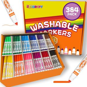 384 PCS Washable Markers for Kids - Non Toxic 12 Color Bulk Set Draw 1mm Fine to 5mm Broad TipElementary Preschool Kindergarten Back to School Classroom Art Supplies Drawing Kit Gift for Boys Girls