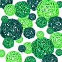 42Pcs St Patricks Day Vase Filler Wicker Rattan Balls, Table Decor Wicker Rattan Balls Hanging Ornaments Vase Bowl Fillers for Spring St. Patrick's Day Home Vase Centerpiece Bowls Table Decor