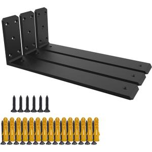 3 Pack 16inchCountertop Support Brackets, Heavy Duty Industrial Hidden Shelf Bracket, Metal Floating L Brackets for Shelves Hardware Support DIY Aufuga (3pcs, 16x6x2.5)