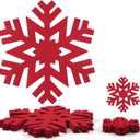 Noctiflorous Round Felt Placemats with Coasters Set of 6 Diameter 13 inch Non Slip Place Mats Heat Resistant Durable Tablemats Fall Table Decorations for Dining Table(Christmas Red, 6)