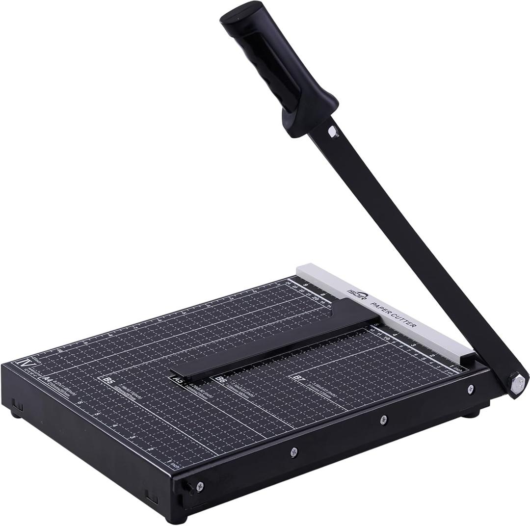 ISDIR 12” Heavy Duty Metal Paper Cutter - 15 Sheet High Capacity Guillotine Trimmer with Blade Safety Lock & Magnetic Guide, Professional Craft Cutter for Cardstock, Photos, DIY & Office