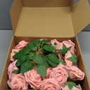 AmyHomie Artificial Flowers Blush Pink Rose 100pcs Real Looking Fake Roses w/Stem for DIY Wedding Bouquets Centerpieces Arrangements Party Baby Shower Valentines Day Christmas Tree Decorations