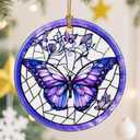 Ceramic-Style Christmas Tree Decorations, Christmas Ornaments, Double-Sided Printed Ornament Keepsakes, Holiday Decor. Xmas Gifts, Gifts for Butterfly Lovers - Butterfly-Themed