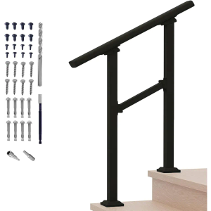 Hand Rails for Outdoor Steps,2 Step Stair Handrail & Indoor Stair Railing Kit，Metty Metal Railings for Outdoor Steps and Hand Rails for Seniors for Porch Railing