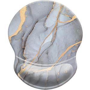 Ergonomic Designed Mouse Pad with Wrist Rest Hand Support Non Slip Rubber PU Base Wrist Mouse Pads Great for Gaming & Work (Wrist Marble Grey S)