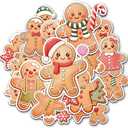 12 Pcs Gingerbread Christmas Stickers Set, Holiday Cookie Decals Featuring Gingerbread Men, Women, Stars, Trees, Candy Canes, Festive Stickers for Laptop, Bottle, Notebook, Wrapping, Crafts 2 Inches