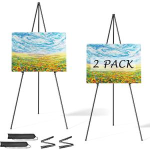 Easel Stand for Sign, Aredy 63" Portable Painting Easel, Lightweight Metal Easels for Painting Canvas, Wedding Sign (2 Pack)