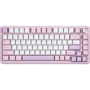 YUNZII B75 PRO Wireless Mechanical Keyboard,75% Layout with Knob,Hot Swap Gasket Custom Structure,Creamy Pre-lubed Switches,RGB Backlit,Bluetooth/Type-C/2.4G for Win/Mac(Cocoa Cream V2 Switch,Purple)