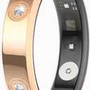 Yihou Smart Ring for Women Fitness Ring Health Ring with Diamonds Fitness Tracker with Heart Rate Sleep Monitor No Subscription Fee for Android iOS Gold 8#