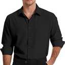 Men's Dress Shirts Solid Wrinkle-Free Long Sleeve Button Down Shirt Regular Fit Formal Shirts XL