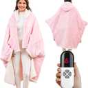 Klaggie Heated Shawl Wraps for Women, Wearable Heated Throw Blanket, Electric Heated Wrap Poncho with Pockets,6 Heating Levels 4 Hours Auto-Off, Overheat Protection Machine Washable, 50x64, Pink