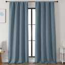 Simplebrand Ava Stone Blue Blackout Curtains for Bedroom 96 Inches Long 2 Panels, Thermal Insulated, Energy Saving Living Room Window Treatment Curtains Blackout Drapes, W50 x L96 Inch, Stone Blue